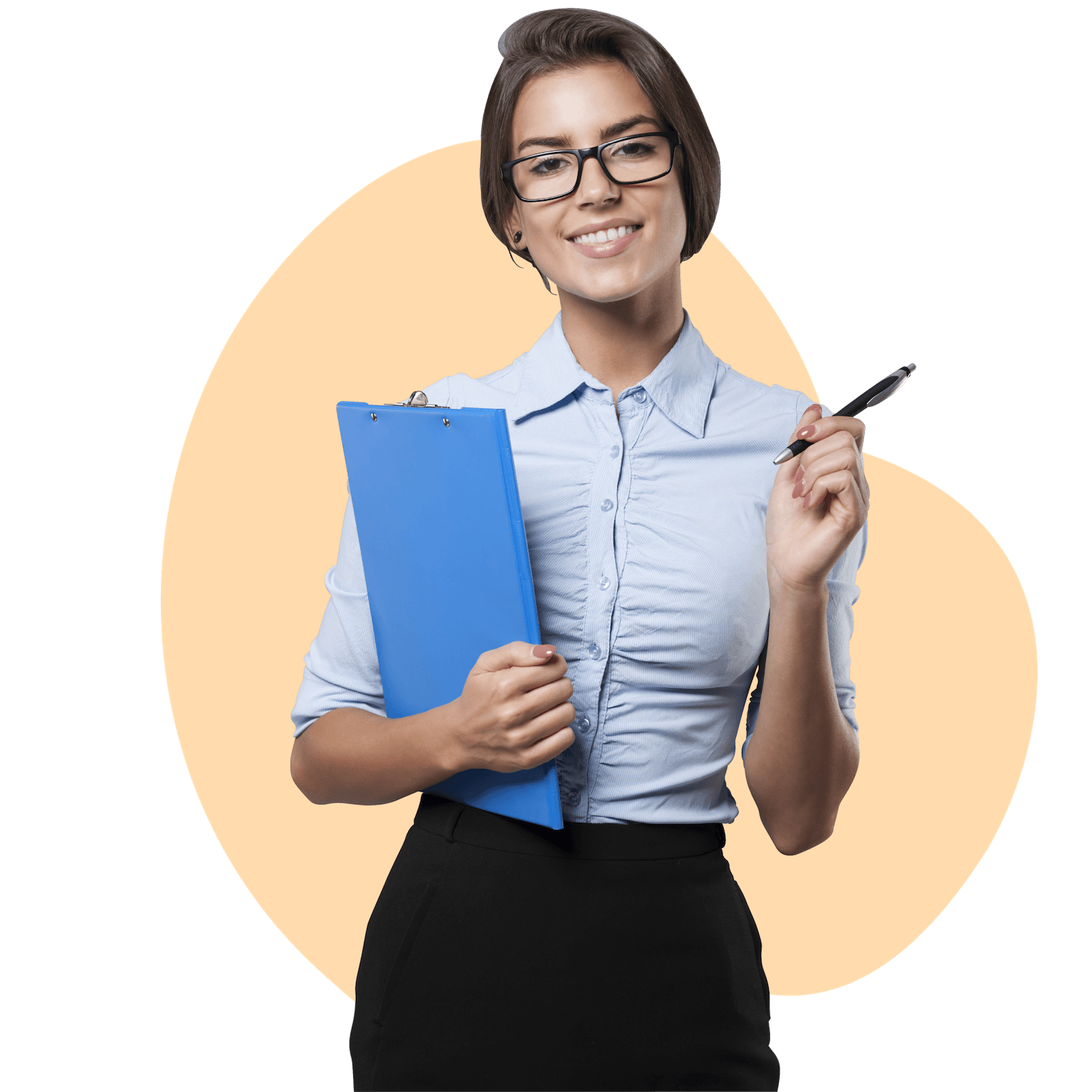 Una ragazza con una clipboard